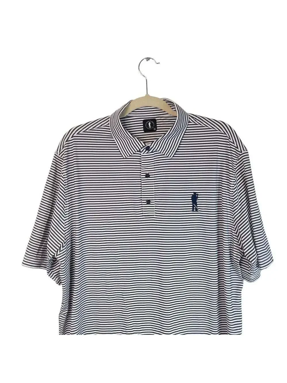 U Suck At Golf Polo Shirt Mens size XL Blue Striped Short Sleeve Preppy Office